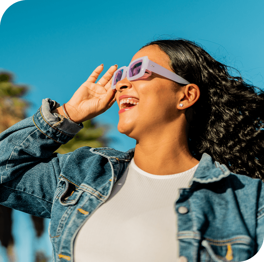 cool girl with cool sunny glasses looking cool