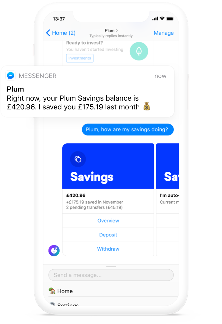 Plum Your Money S Best Friend - plum savings in facebook messenger